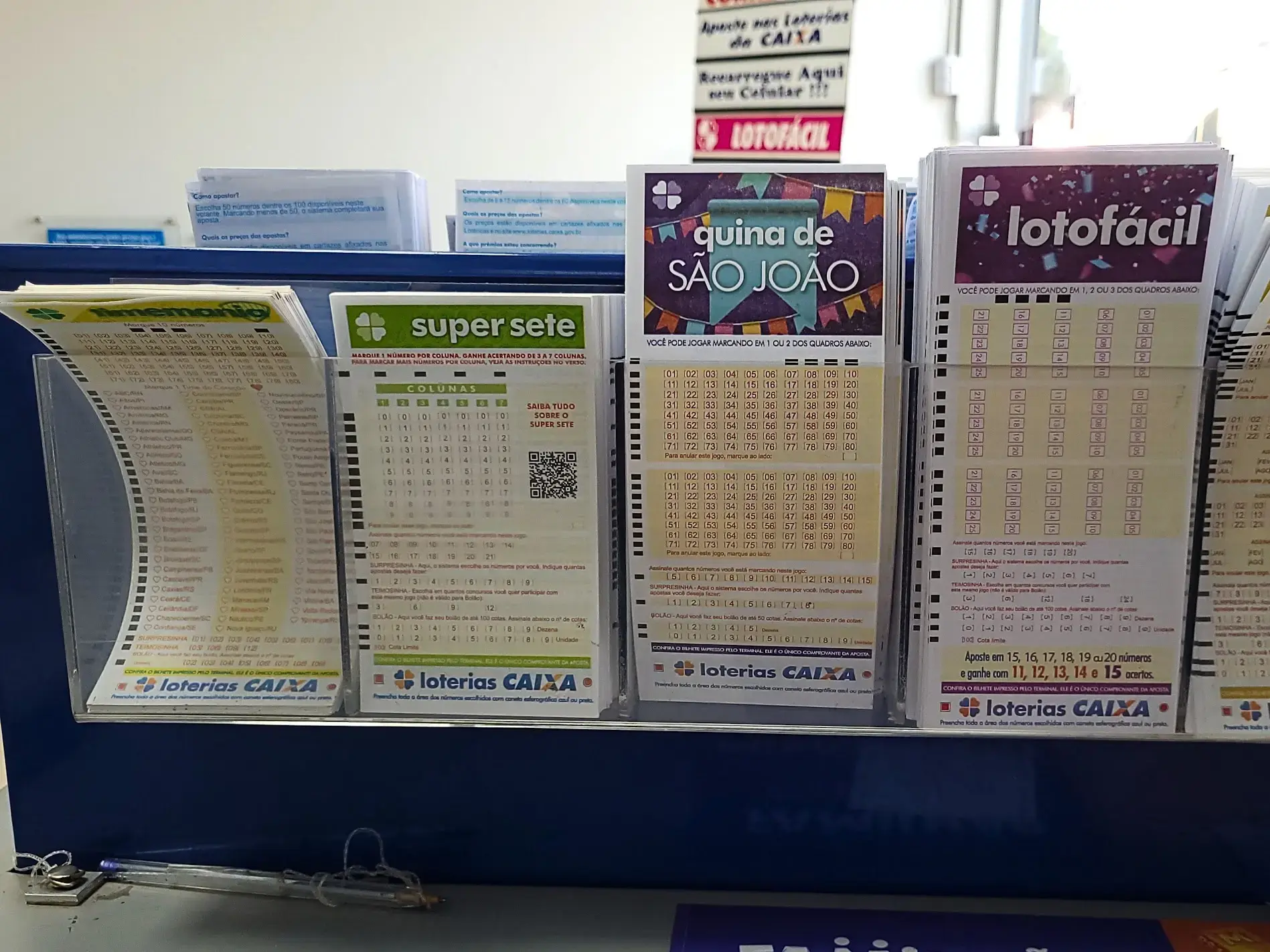 Volantes de apostas das Loterias Caixa